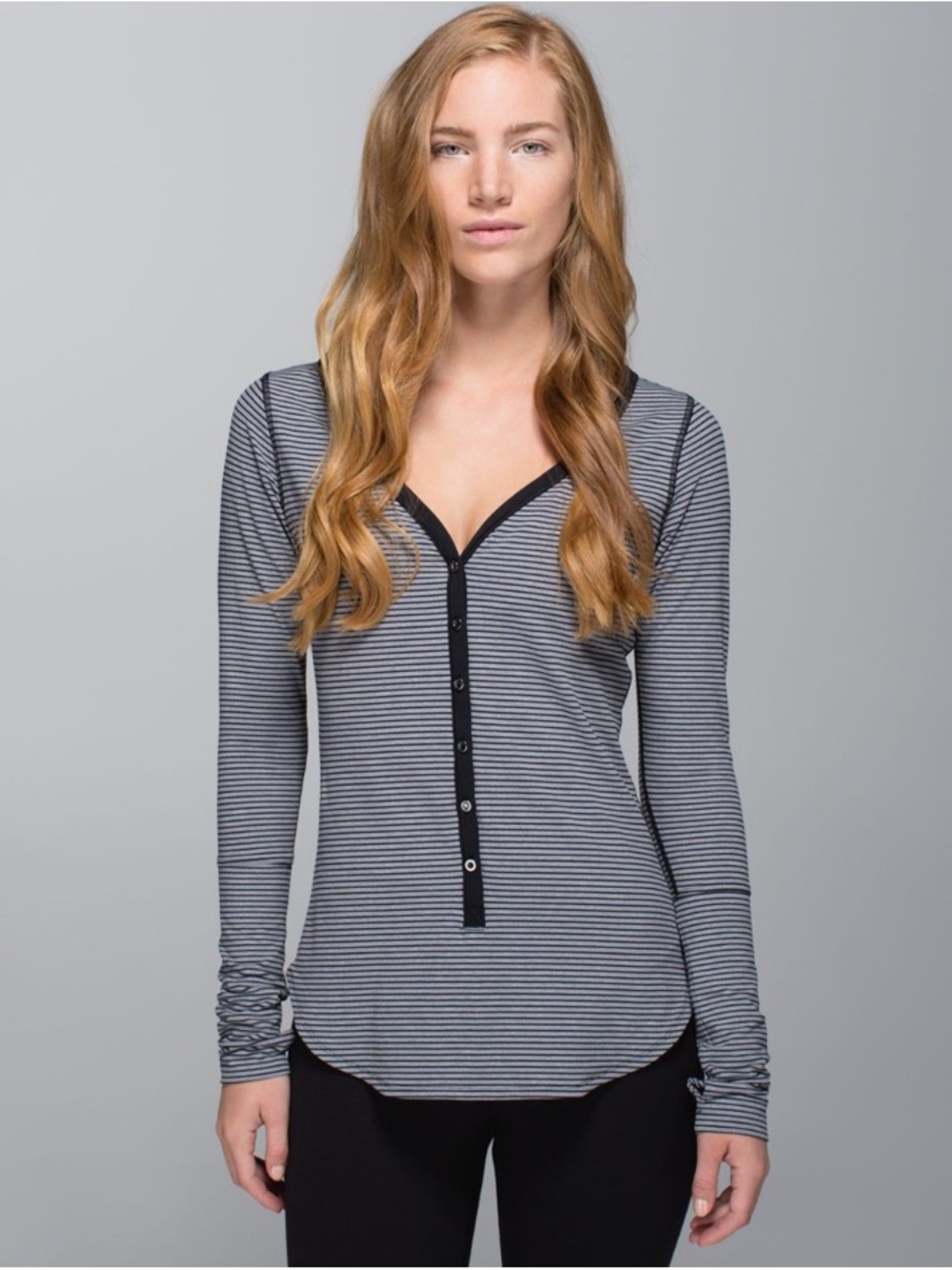 lululemon Awesoma Henley Hyper Stripe Black Heathered Slate